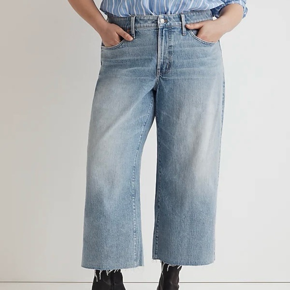 Madewell The Plus Perfect Vintage Wide-Leg Crop Jean size 32 Altoona Wash blue